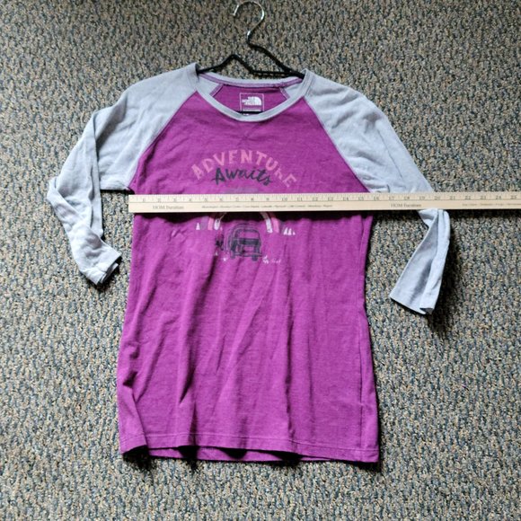 The North Face Adventure Awaits Purple Grey Baseball Tee Size Small - Picture 10 of 10